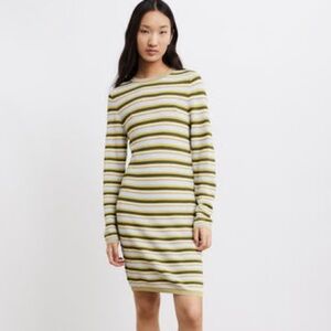 Lisa Says Gah Becca Mini Dress Sky Stripe Long Sleeve Stretch Knit M/L NWT